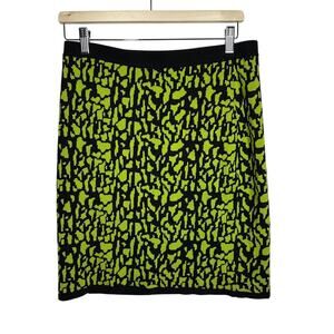 Carmen By Carmen Marc Valvo Knit Pencil Skirt Abstract Green Black Pull On Sz M